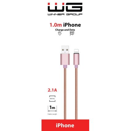 Winner Group - USB kaabel Lightning / USB-A 1m roosa