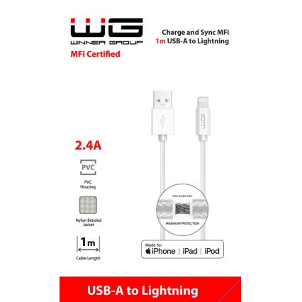 Winner Group - USB kaabel MFI Lightning / USB-A 1m valge