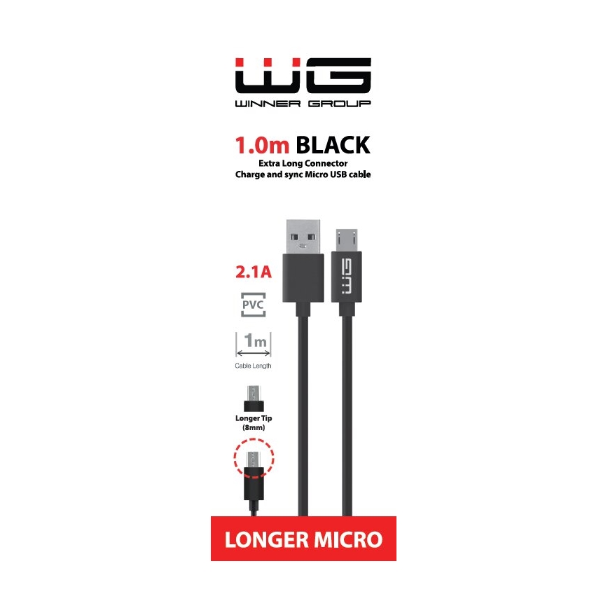 Winner Group - USB kaabel pikendatud Micro USB / USB-A 1m must