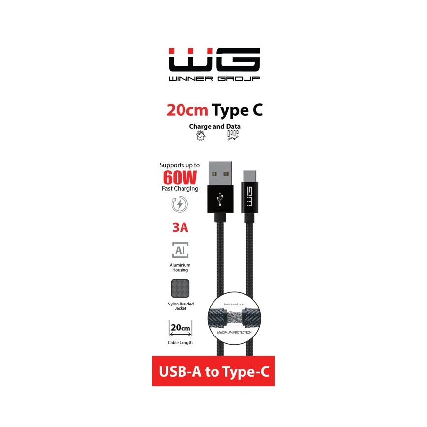 Winner Group - USB kaabel USB-C / USB-A 20cm must