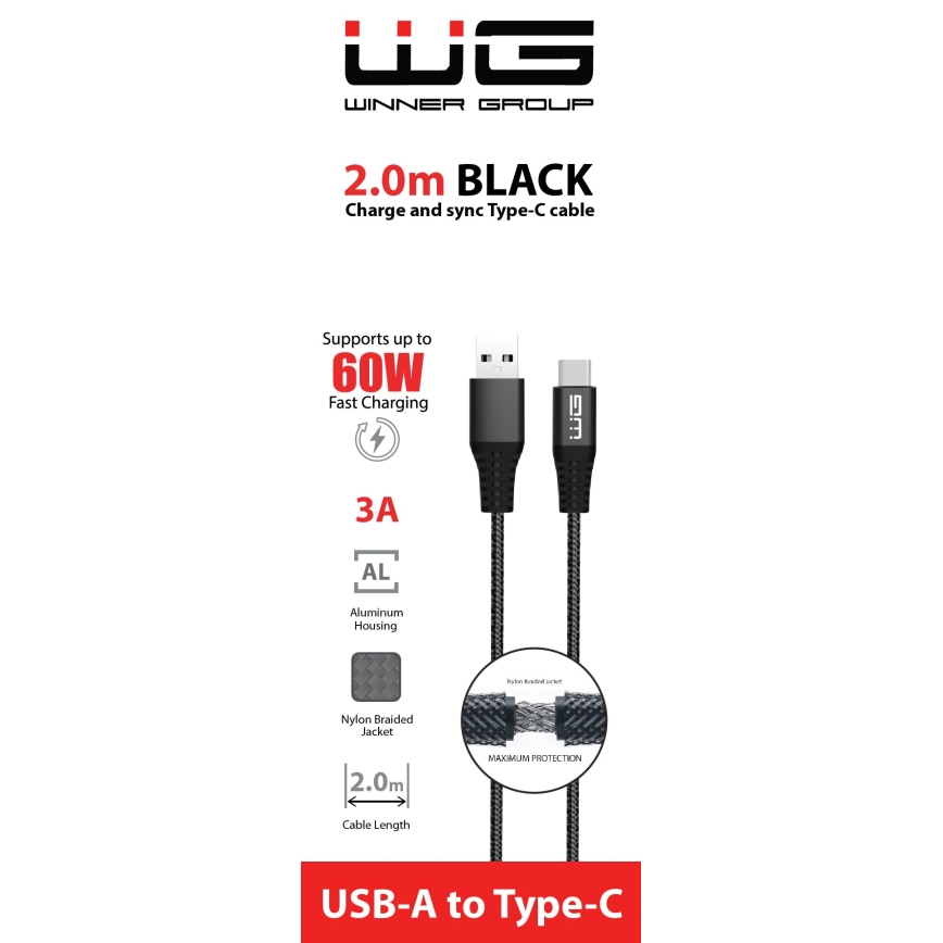 Winner Group - USB kaabel USB-C / USB-A 2m must