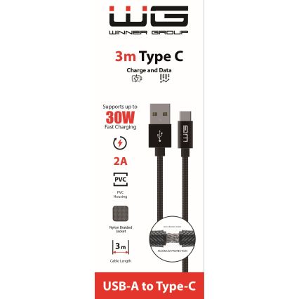 Winner Group - USB-kaabel USB-C / USB-A 30W 3m must