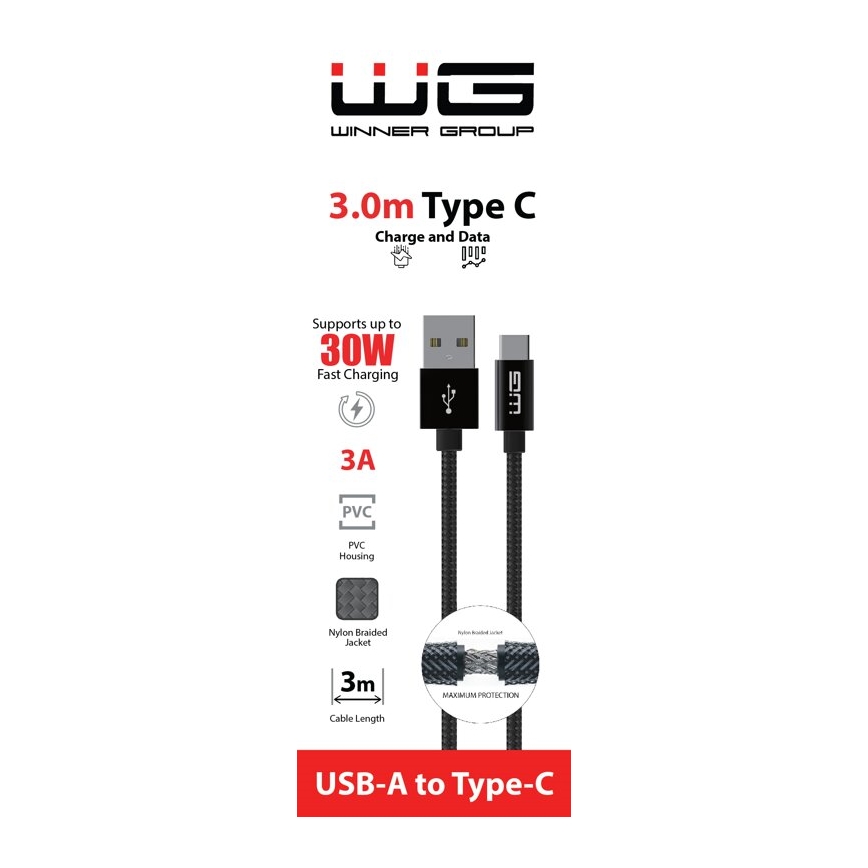 Winner Group - USB kaabel USB-C / USB-A 3m must