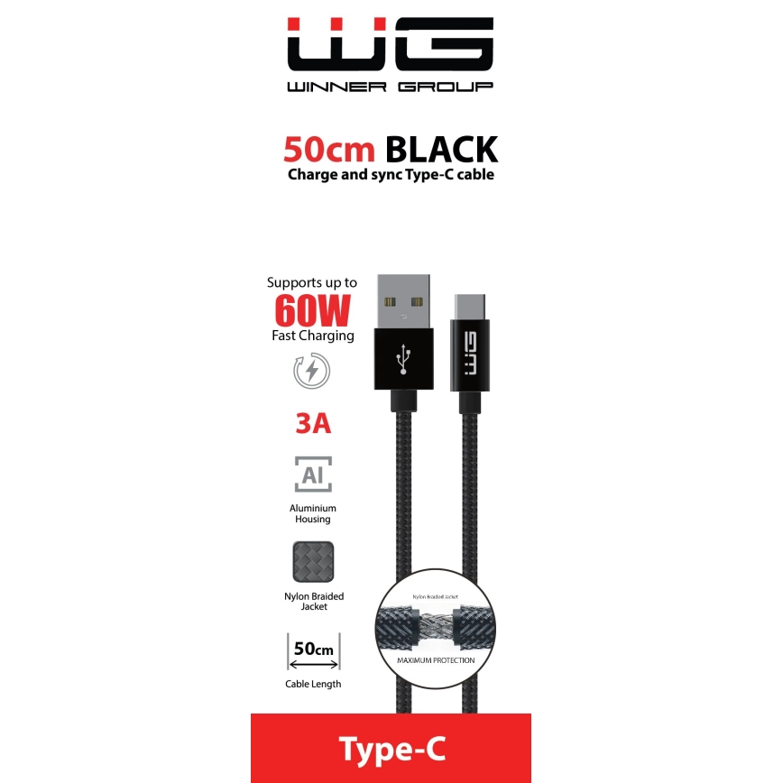 Winner Group - USB kaabel USB-C / USB-A 50cm must