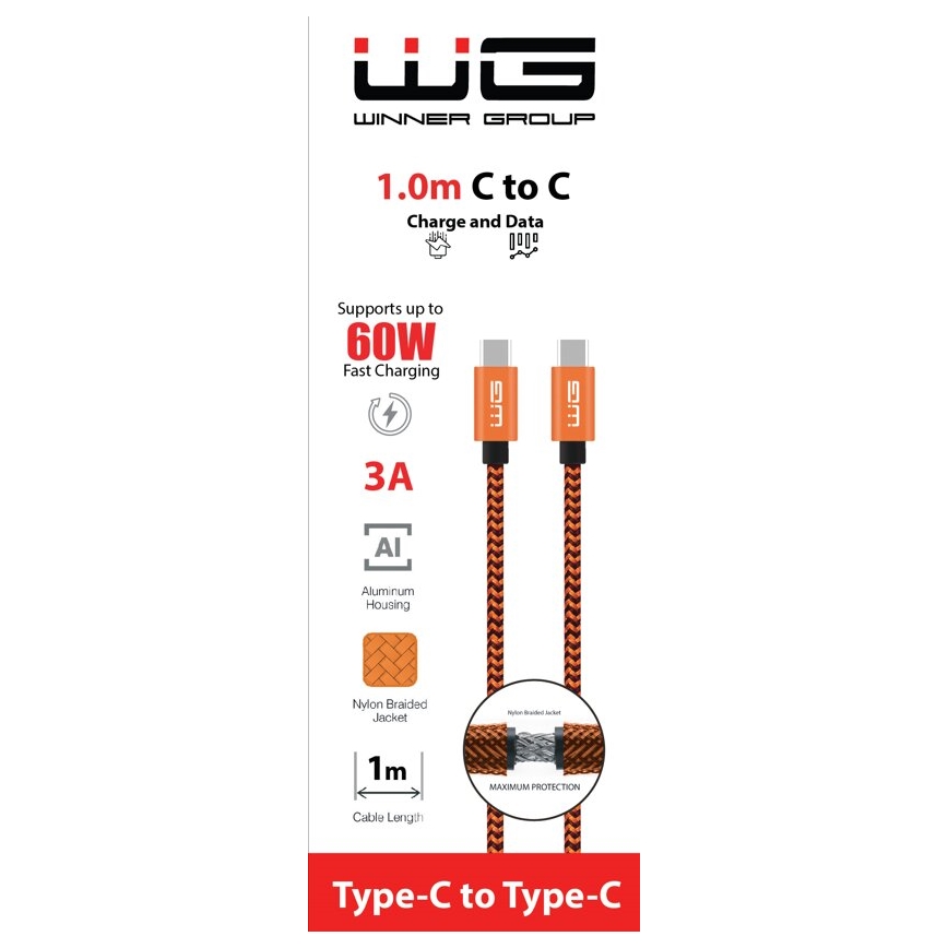 Winner Group - USB kaabel USB-C / USB-C 1m oranž