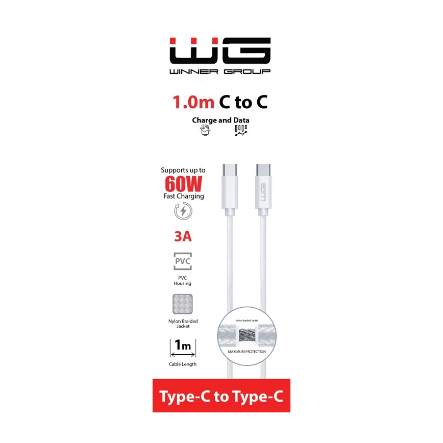 Winner Group - USB kaabel USB-C / USB-C 1m valge