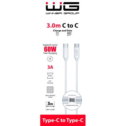 Winner Group - USB kaabel USB-C / USB-C 60W 3m valge