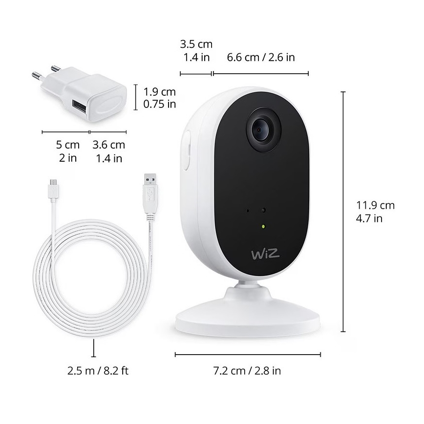 WiZ-Komplekt koduvalveks: 1x kaamera + 3x LED RGB pirn A60 E27/8,5W/230V Wi-Fi