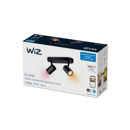 WiZ - LED RGBW Hämardatav kohtvalgusti IMAGEO 2xGU10/4,9W/230V 2200-6500K Wi-Fi CRI 90 must