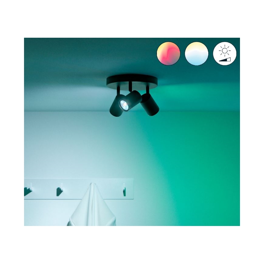 WiZ - LED RGBW Hämardatav kohtvalgusti IMAGEO 3xGU10/4,9W/230V 2200-6500K Wi-Fi CRI 90 must