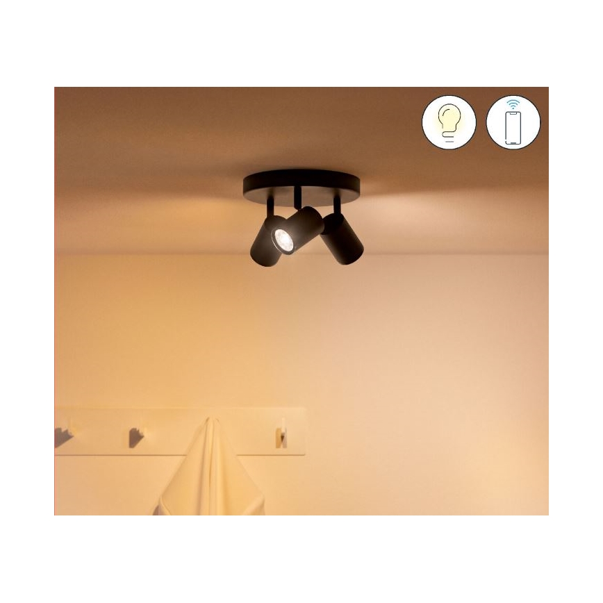 WiZ - LED RGBW Hämardatav kohtvalgusti IMAGEO 3xGU10/4,9W/230V 2200-6500K Wi-Fi CRI 90 must