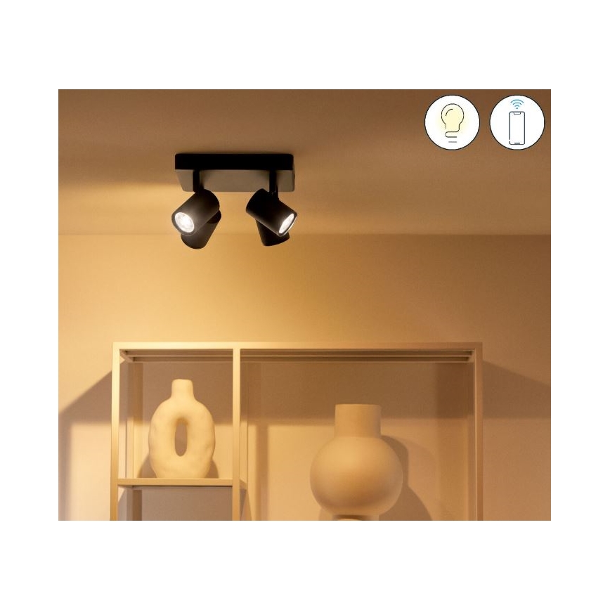 WiZ - LED RGBW Hämardatav kohtvalgusti IMAGEO 4xGU10/4,9W/230V 2200-6500K Wi-Fi CRI 90 must