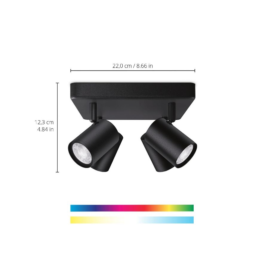 WiZ - LED RGBW Hämardatav kohtvalgusti IMAGEO 4xGU10/4,9W/230V 2200-6500K Wi-Fi CRI 90 must