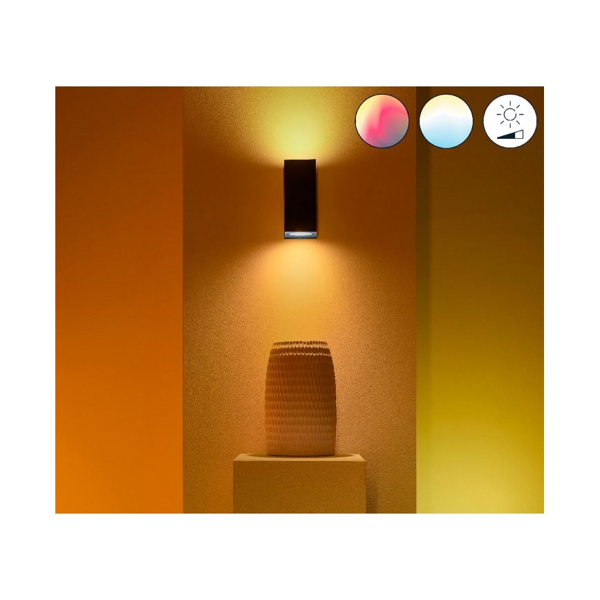 WiZ -LED RGBW Hämardatav seinavalgusti UP&DOWN 2xGU10/4,7W/230V 2200-6500K Wi-Fi CRI 90 must