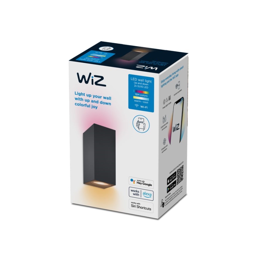 WiZ -LED RGBW Hämardatav seinavalgusti UP&DOWN 2xGU10/4,7W/230V 2200-6500K Wi-Fi CRI 90 must