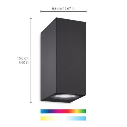 WiZ -LED RGBW Hämardatav seinavalgusti UP&DOWN 2xGU10/4,7W/230V 2200-6500K Wi-Fi CRI 90 must