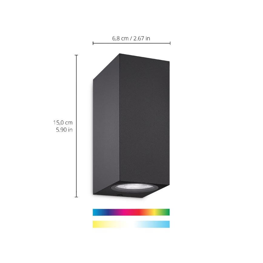 WiZ -LED RGBW Hämardatav seinavalgusti UP&DOWN 2xGU10/4,7W/230V 2200-6500K Wi-Fi CRI 90 must