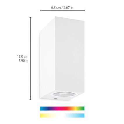 WiZ - LED RGBW Hämardatav seinavalgusti UP&DOWN 2xGU10/4,7W/230V 2200-6500K Wi-Fi CRI 90 valge