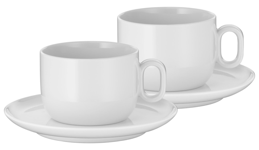 WMF - KOMPLEKT 2x Cappuccino tass alustassiga BARISTA 160 ml valge