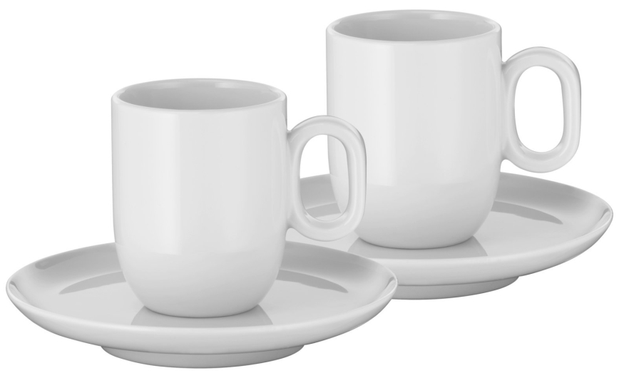 WMF - KOMPLEKT 2x Espresso tass koos alustassiga BARISTA valge