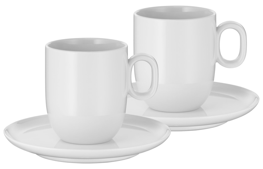 WMF - KOMPLEKT 2x Kohvitass alustassiga BARISTA 170 ml valge