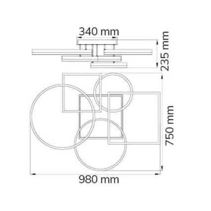 Wofi 11981 - LED Hämardatav pinnale kinnitatav lühter VAASA LED/80W/230V