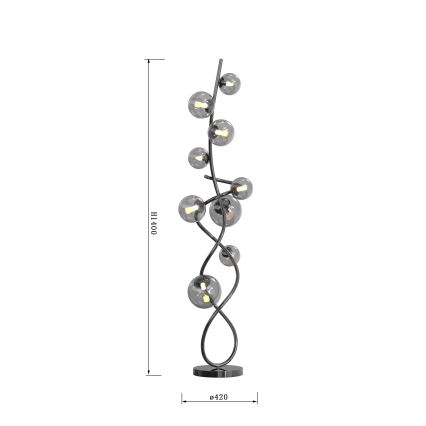 Wofi 3014-905 - LED Põrandalamp NANCY 9xG9/3,5W/230V must kroom