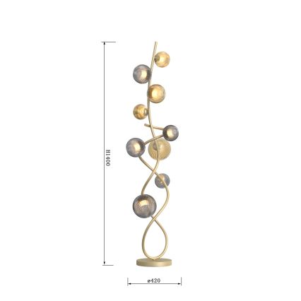 Wofi 3015-904 - LED Põrandalamp METZ 9xG9/3,5W/230V kuldne/hall