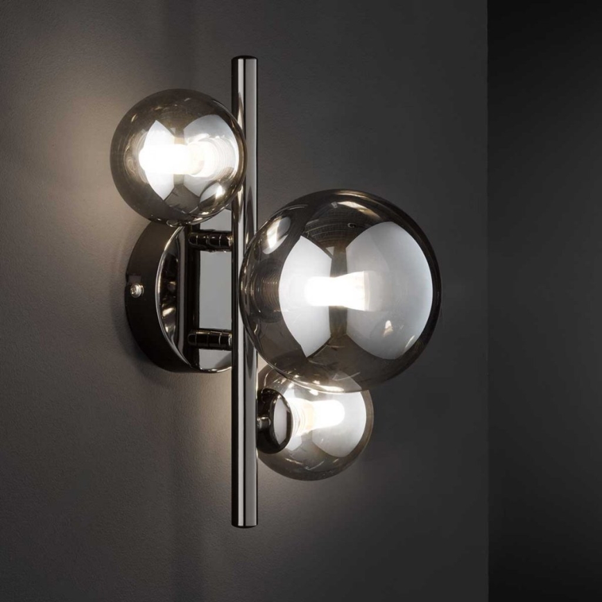 Wofi 4014.03.24.9000 - LED Seinavalgusti VILLA 3xG9/3W/230V must/läikiv kroom