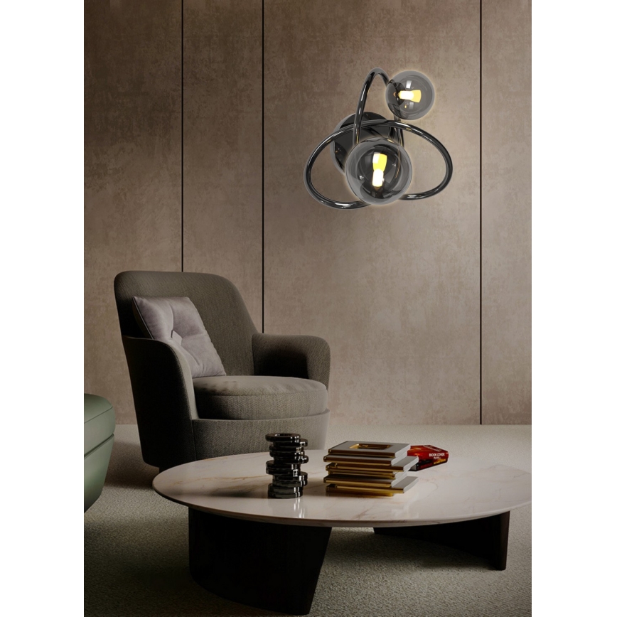Wofi 4014-205 - LED Seinavalgusti NANCY 2xG9/3,5W/230V must/läikiv kroom