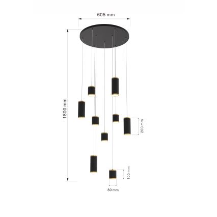 Wofi 5003-904 - LED Hämardatav lühter TOULOUSE LED/57W/230V must/kuldne