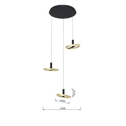 Wofi 5016-304 - LED Hämardatav lühter BREST LED/26W/230V must/kuldne