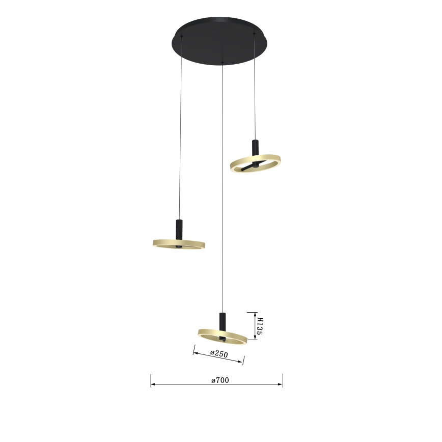 Wofi 5016-304 - LED Hämardatav lühter BREST LED/26W/230V must/kuldne