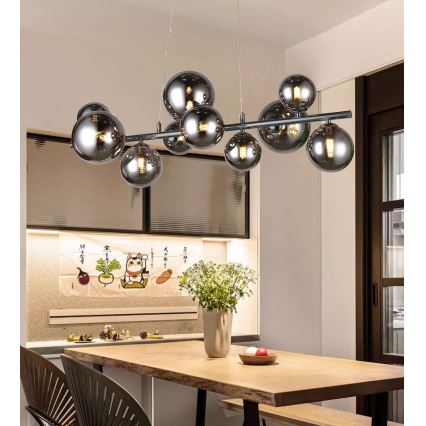 Wofi 6014.10.24.9000 - LED Lühter VILLA 10xG9/3W/230V must/läikiv kroom