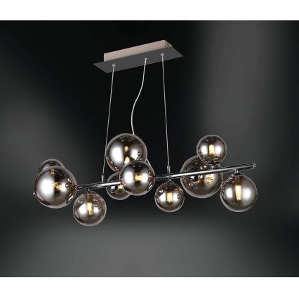 Wofi 6014.10.24.9000 - LED Lühter VILLA 10xG9/3W/230V must/läikiv kroom