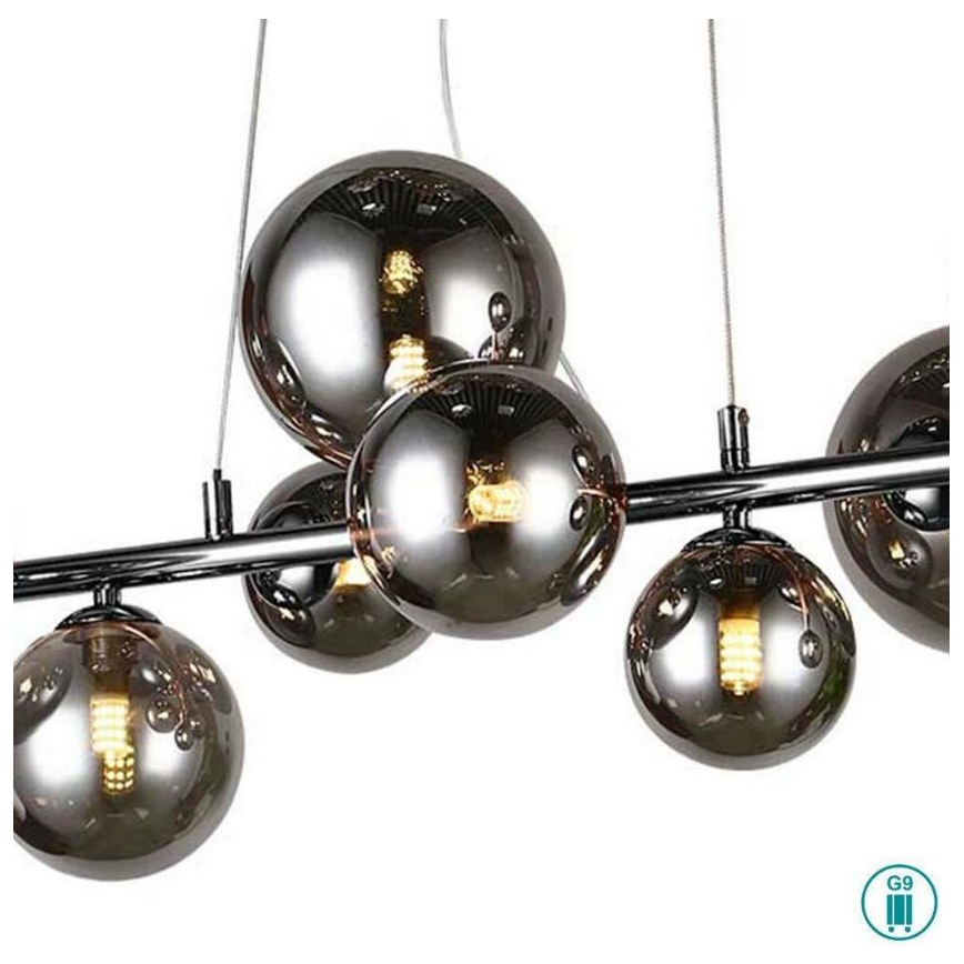 Wofi 6014.10.24.9000 - LED Lühter VILLA 10xG9/3W/230V must/läikiv kroom