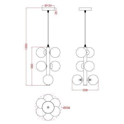 Wofi 6014-601W - LED Lühter VILLA 6xG9/3W/230V kuldne