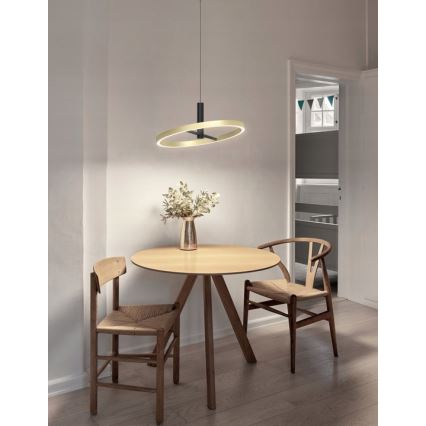 Wofi 6016-104L - hämardatav LED-rippvalgusti trossil BREST LED/19W/230V läbimõõt 42 cm must/kuldne