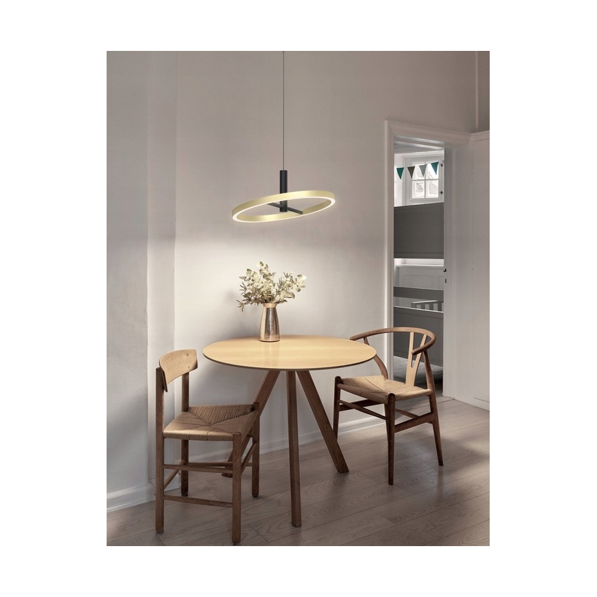 Wofi 6016-104L - hämardatav LED-rippvalgusti trossil BREST LED/19W/230V läbimõõt 42 cm must/kuldne