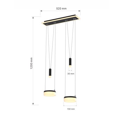 Wofi 6054-502 - LED Hämardatav lühter JESSE LED/21W/230V must