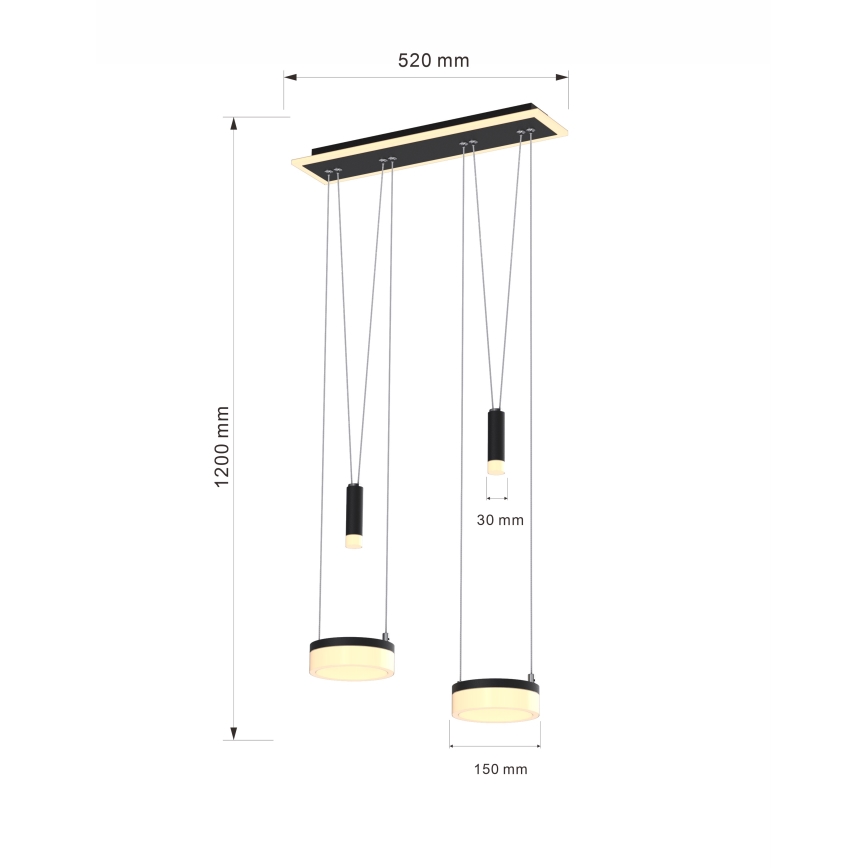 Wofi 6054-502 - LED Hämardatav lühter JESSE LED/21W/230V must