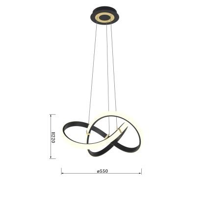 Wofi 6134-104 - LED Hämardatav lühter INDIGO LED/44W/230V must/kuldne