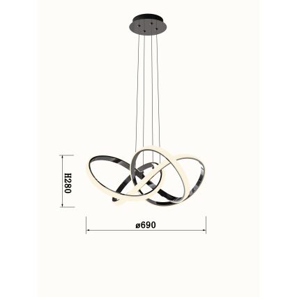 Wofi 6134-105L - LED Hämardatav lühter INDIGO LED/50W/230V must/läikiv kroom