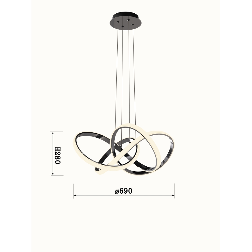 Wofi 6134-105L - LED Hämardatav lühter INDIGO LED/50W/230V must/läikiv kroom