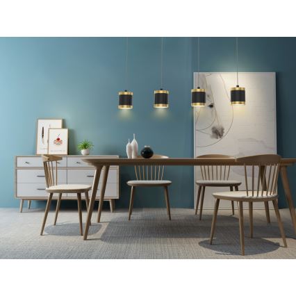 Wofi 7003-404 - hämardatav LED-rippvalgusti TOULOUSE kaabliga 4xLED/8,5W/230V must/kuldne