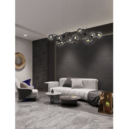 Wofi 7014-1405 - LED Lühter NANCY 14xG9/3,5W/230V must/läikiv kroom