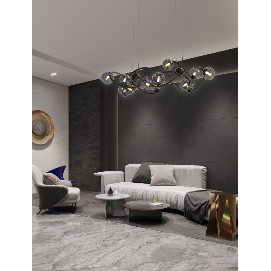 Wofi 7014-1405 - LED Lühter NANCY 14xG9/3,5W/230V must/läikiv kroom