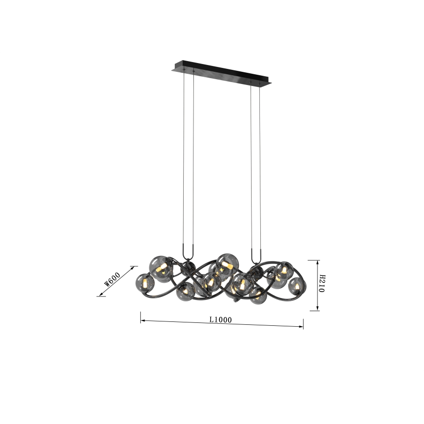 Wofi 7014-1405 - LED Lühter NANCY 14xG9/3,5W/230V must/läikiv kroom