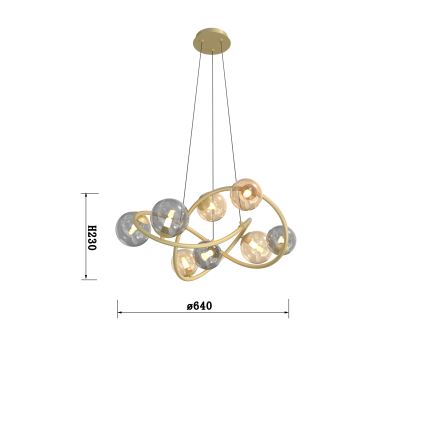 Wofi 7014-804 - LED Lühter NANCY 8xG9/3,5W/230V kuldne/hall