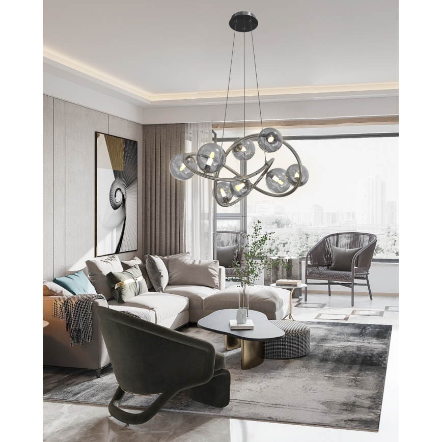 Wofi 7014-805 - LED Lühter NANCY 8xG9/3,5W/230V must/läikiv kroom
